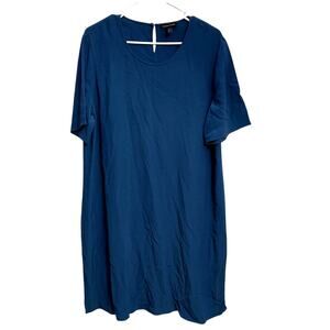 Eileen Fisher Tencel Viscose Crepe Shift Dress Midi Minimalist Old Money Size L